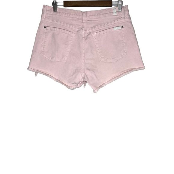 7 for all Mankind Women's Light Pink High Rise Frayed Hem Cut Off Shorts Size 32 - Picture 2 of 11